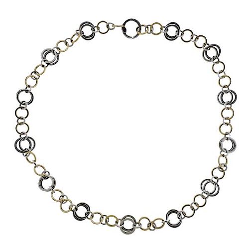 Tiffany &amp; Co Sterling Silver 18k Gold Circle Link Necklace 