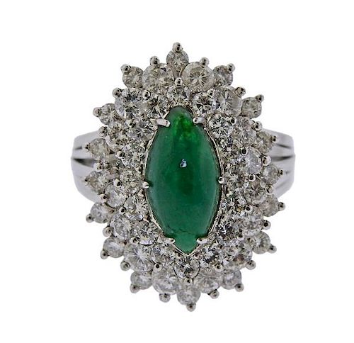 14k Gold Emerald Diamond Ring 