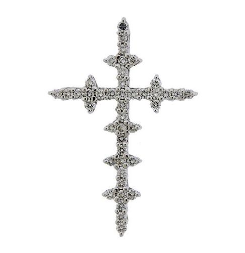 18k Gold Diamond Cross Pendant 