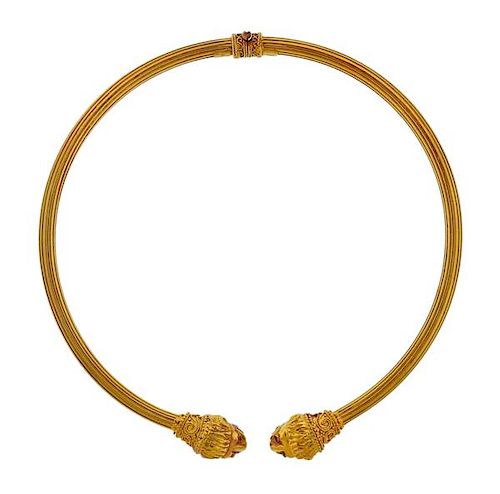 Lalaounis Greece 18k Gold Chimera Collar Necklace 