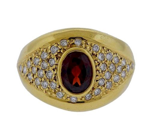18k Gold Diamond Garnet Ring