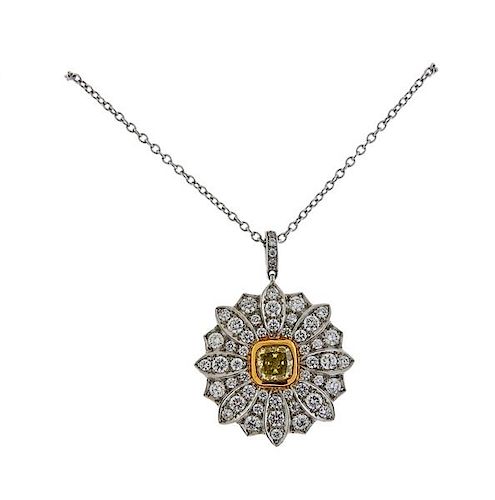 Tiffany &amp; Co Daisy 18k Gold Platinum Yellow Diamond Necklace