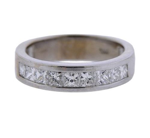 14k Gold Princess Diamond Half Band Wedding Ring 