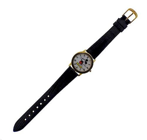 Jean Lassale Mickey Mouse 18k Gold MOP Watch