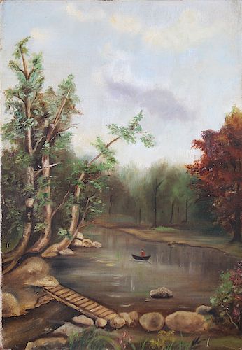American School, Painting of Figure in Canoe