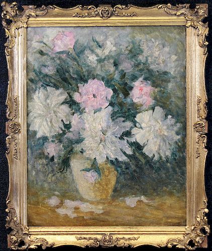 19th C Still Life Painting of a Bouquet of Flowers