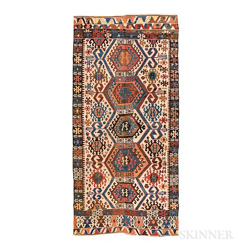 Konya Area Kilim, Turkey, c. 1860, 13 ft. 2 in. x 6 ft. 2 in.  Provenance:  The Cadle Collection.
