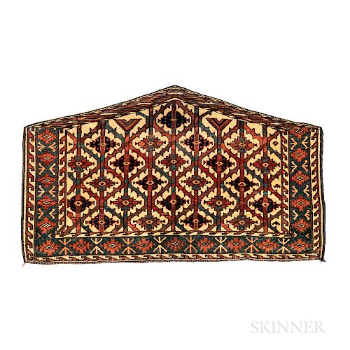 Yomud Asmalyk, Central Asia, c. 1860, 2 ft. 4 in. x 3 ft. 11 in.  Provenance:  The Cadle Collection.