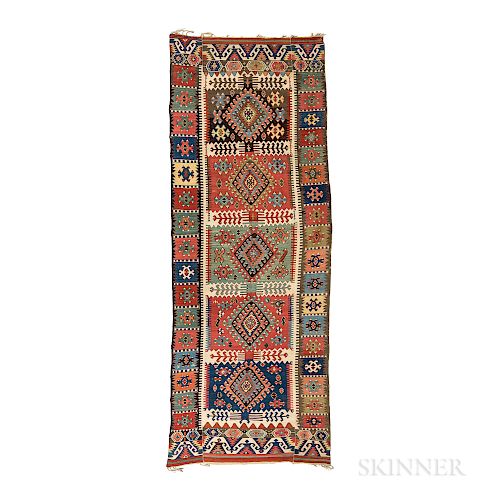 Central Anatolian Kilim, Turkey, c. 1850, 12 ft. 9 in. x 4 ft. 9 in.   Provenance:  The Cadle Collection.