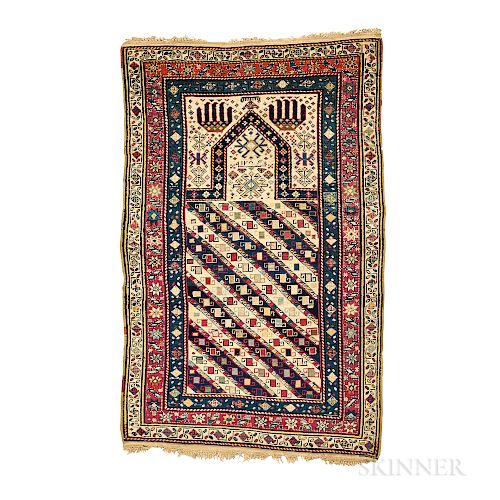 South Caucasian Prayer Rug, Caucasus, dated 1872 (1289), 5 ft. 10 in. x 3 ft. 4 in.  Provenance:  The Cadle Collection.
