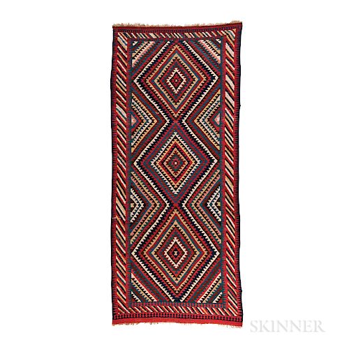 Transcaucasian Kilim, northwestern Iran, c. 1880, 10 ft. 2 in. x 4 ft. 4 in.   Provenance:  The Cadle Collection.