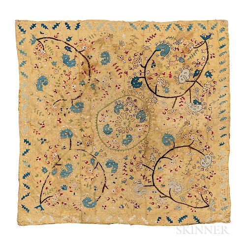 Ottoman Silk Turban Cover, Turkey, 18th Century, 3 ft. x 3 ft. 1 in.