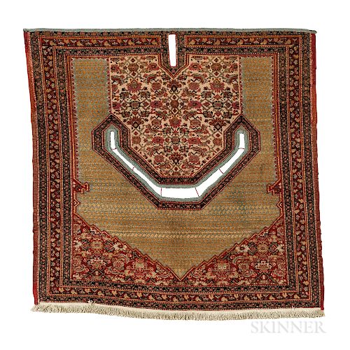 Senneh Saddle Cover, Iran, c. 1890, 3 ft. 2 in. x 3 ft. 4 in.   Provenance:  The Cadle Collection.