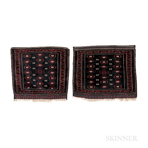 Pair of Sistan Baluch Bagfaces, eastern Iran, c. 1900, 2 ft. 4 in. x 2 ft. each.   Provenance:  The Cadle Collection.