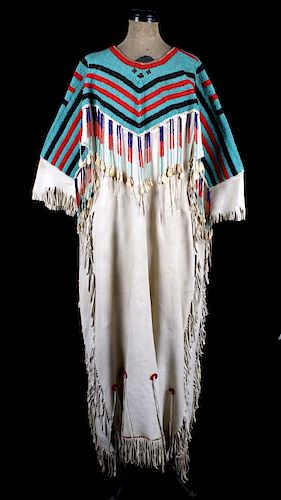 Lakota Sioux Beaded & Elk Ivory Dress c. 1890-1900