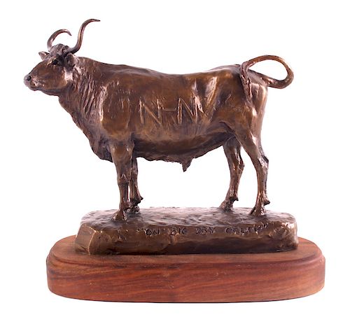 On Big Dry Creek Steer Bronze by Bob Scriver
