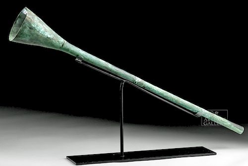 Rare Large Moche Copper Trumpet