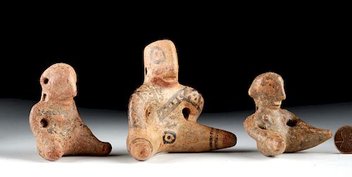 Lot of 3 Costa Rican Nicoya Polychrome Seated Figures