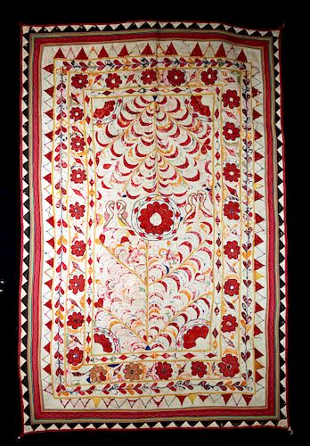 20th C. Indian Rajasthan Embroidered Blanket