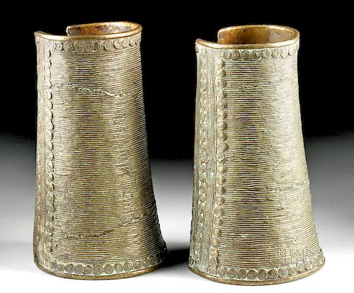Pair of Early 20th C. African Kirdi Brass Arm Bands
