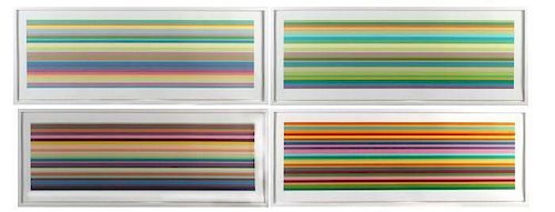 Kenneth Noland (American, 1924-2010) Quartet I-IV, 2001, Set of four Iris Prints with varnish,