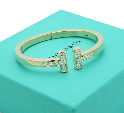 TIFFANY and Co 18k Yellow Gold T Square Diamond