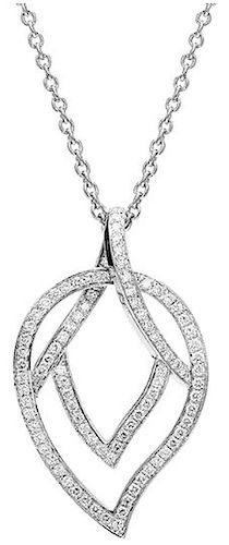 Piaget 18k White Gold Diamond Leaf Necklace