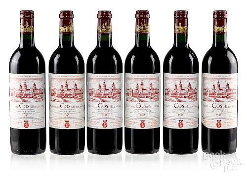 Six bottles of 1987 Chateau Cos D'Estournel