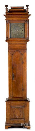 Pennsylvania Queen Anne walnut tall case clock