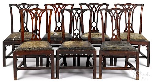 Seven Philadelphia Chippendale mahogany chairs