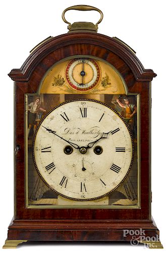 Rare Philadelphia Federal mahogany bracket clock