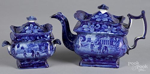 Two pieces of Staffordshire historical blue Mount Vernon porcelain