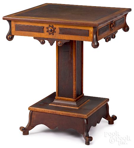 Victorian walnut and maple parlor table
