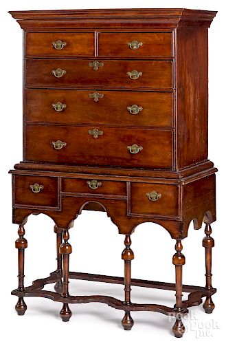 Philadelphia William And Mary cherry high chest in two parts