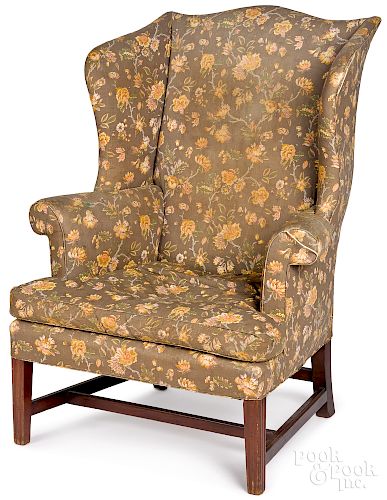 New England Chippendale mahogany wing chair