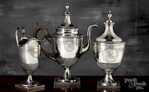 Philadelphia three-piece silver tea service