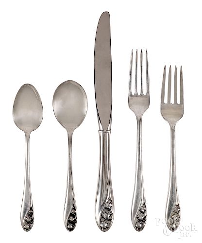 Gorham Lily of the Valley sterling silver flatware service