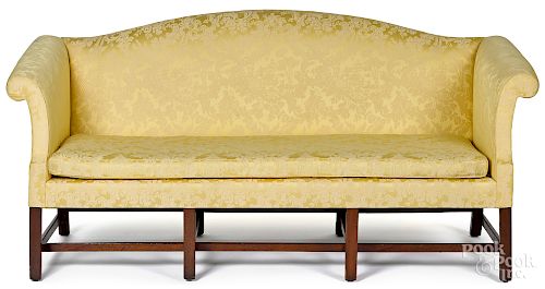 English Chippendale mahogany over-upholstered sofa