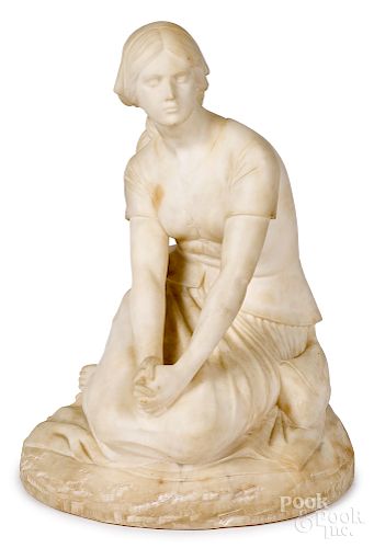 Italian carved marble seated woman
