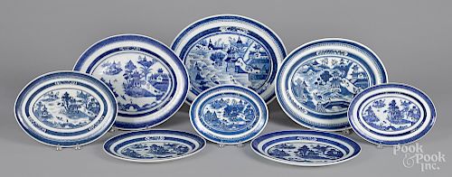 Eight Chinese export porcelain Nanking platters