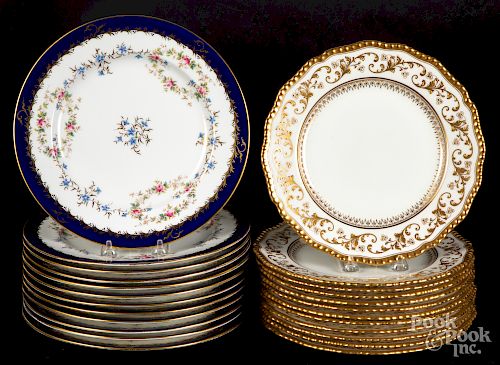 Set of twelve Coalport porcelain plates, etc.