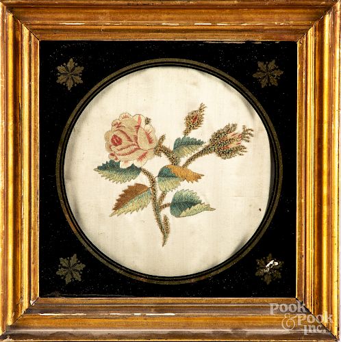 Pair of embroidered floral sprigs