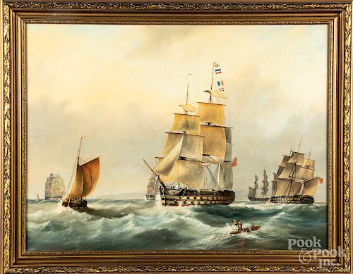 Oil on canvas maritime scene