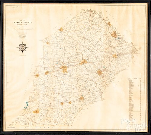 Two framed maps of Chester County and East Caln