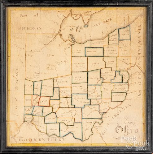 Pencil and watercolor map of Ohio