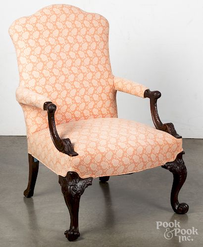 George III style carved mahogany armchair