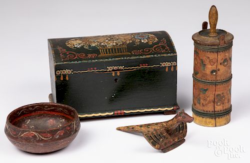 Five Continental carved and painted objects