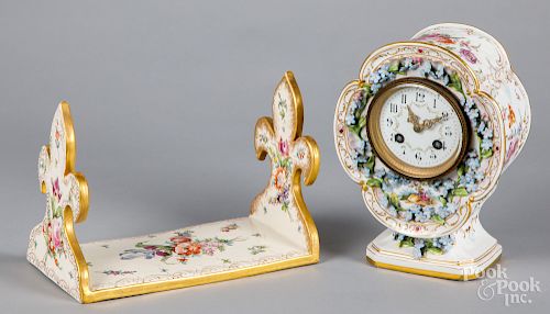 Dresden porcelain mantel clock, etc.