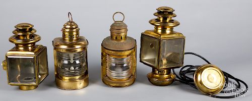 Pair of West Chester Square No. 8 brass lanterns, etc.