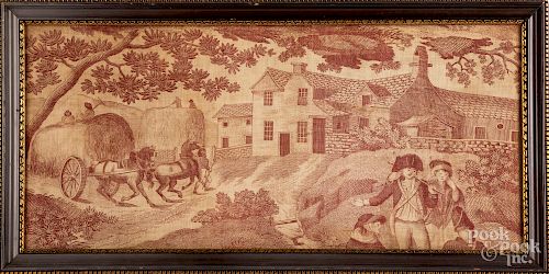 Engraved handkerchief of a pastoral scene